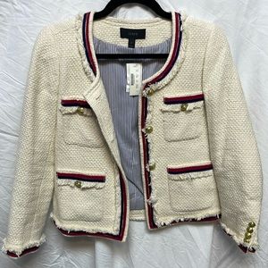 JCREW fringy tweed jacket